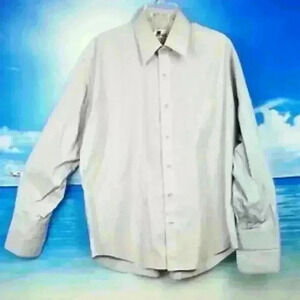 ITALO MONDO Men's Button Down Dress Shirt PALE GRAY Long Sleeve size 16 1/2